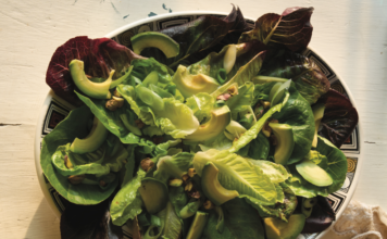 Little Gems with Avocado, Pistachios, and Miso-Honey Dressing