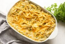 Cheesy Cream Cheese Chicken Noodle Casserole