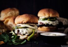 Philly Cheesesteak Burger with Roasted Garlic Aioli