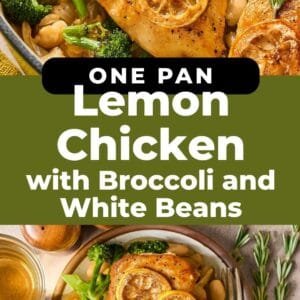 One Pan Lemon Chicken, Broccoli, and White Beans
