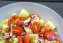 Cucumber Tomato and Onion Salad