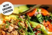 Ginger Ground Chicken Coconut Broth Bowl Recipe