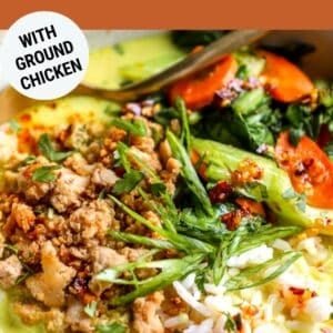 Ginger Ground Chicken Coconut Broth Bowl Recipe