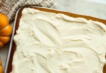 Pumpkin Sheet Cake Bars with Cream Cheese Frosting