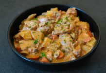 Creamy Chicken Afritada with Mushrooms